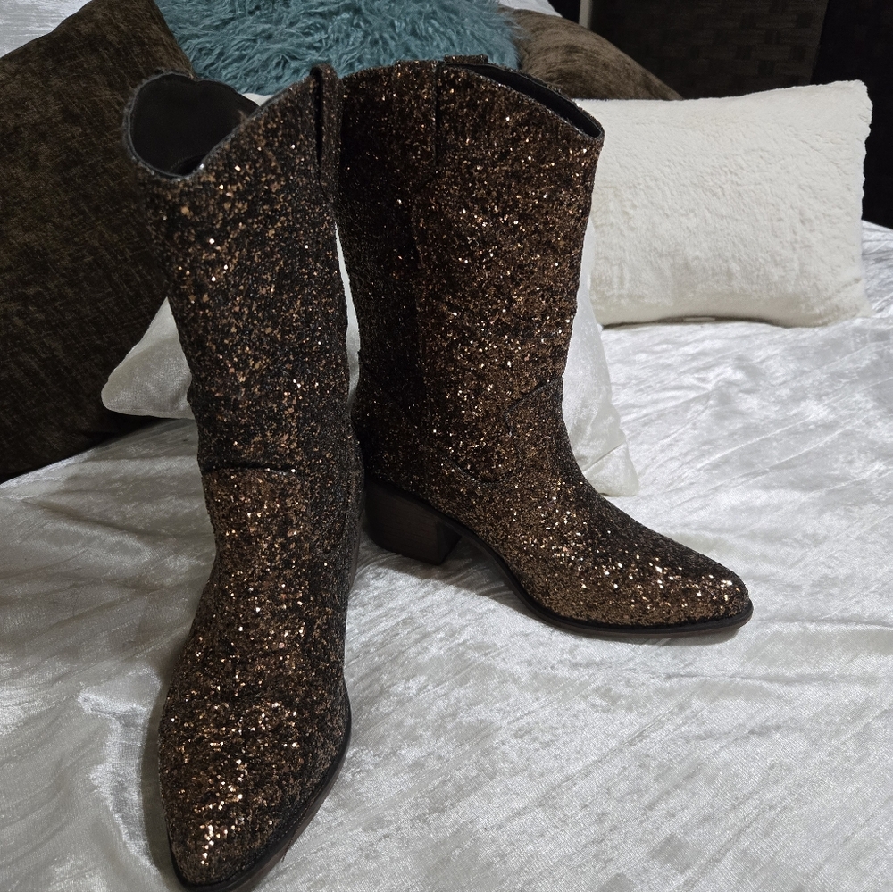 Brown Sparkle Womens Boots By Pierre Dumas Size 8 EUC!! - Picture 2 of 12